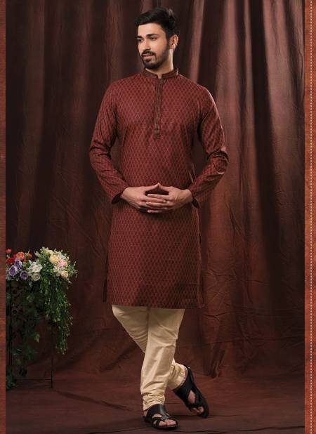 Maroon Colour Party Wear Mens Poly Kurta Pajama Collection IV-KP-15